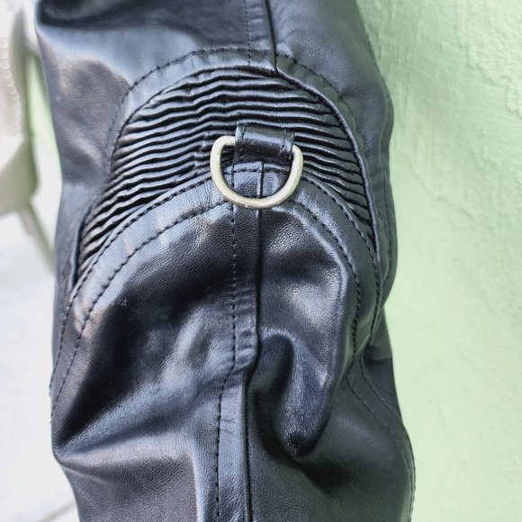 Men DSQUARED2 Oversized Leather Biker Coat Motorcycle Black - Picture 7 of 9